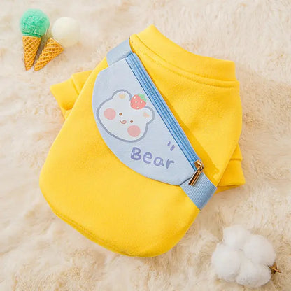 Cartoon Dog Clothes Cute Bow Tie Satchel Pet Clothing for Small Dogs